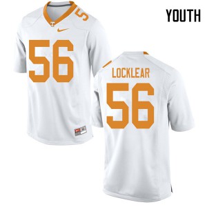 #56 Riley Locklear Tennessee Vols Youth Football Jersey White