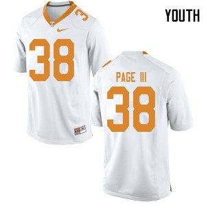 #38 Solon Page III Tennessee Youth Official Jerseys White