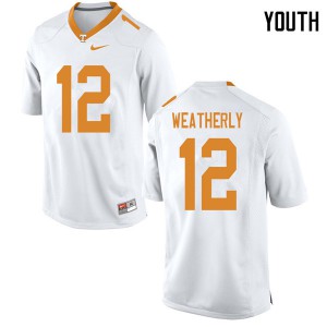 #12 Zack Weatherly Vols Youth NCAA Jersey White