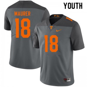 #18 Brian Maurer Tennessee Volunteers Youth NCAA Jerseys Gray