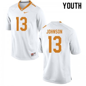 #13 Deandre Johnson Tennessee Vols Youth Embroidery Jerseys White