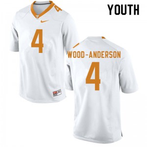 #4 Dominick Wood-Anderson Tennessee Youth Football Jerseys White
