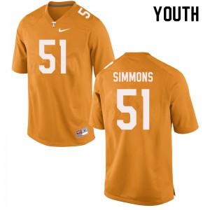 #51 Elijah Simmons Tennessee Vols Youth Stitch Jersey Orange