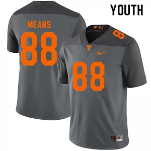 #88 Jerrod Means Tennessee Volunteers Youth Football Jerseys Gray