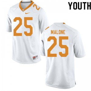 #25 Antonio Malone Tennessee Vols Youth Football Jersey White