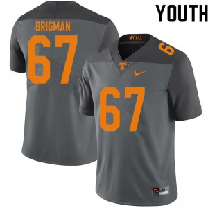 #67 Jacob Brigman Tennessee Vols Youth College Jerseys Gray