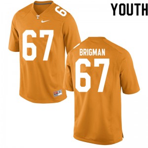 #67 Jacob Brigman Vols Youth Stitched Jersey Orange