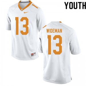 #13 Malachi Wideman Tennessee Volunteers Youth Embroidery Jerseys White