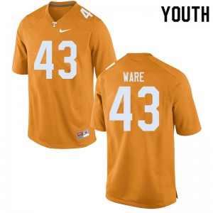 #43 Marshall Ware Tennessee Youth University Jersey Orange
