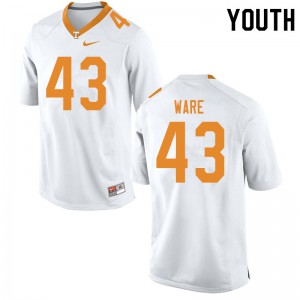 #43 Marshall Ware Tennessee Vols Youth Stitched Jerseys White