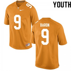 #9 Tyler Baron Tennessee Youth Embroidery Jersey Orange